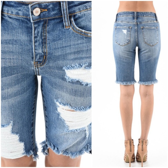 kancan distressed bermuda shorts